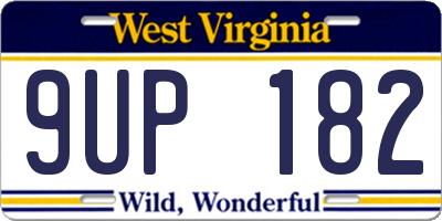 WV license plate 9UP182
