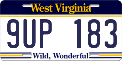 WV license plate 9UP183