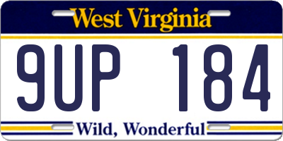 WV license plate 9UP184