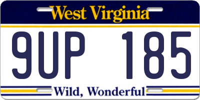 WV license plate 9UP185