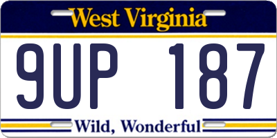 WV license plate 9UP187