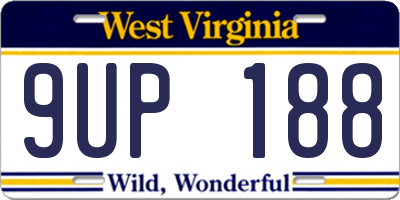 WV license plate 9UP188