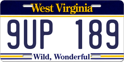WV license plate 9UP189