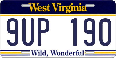 WV license plate 9UP190