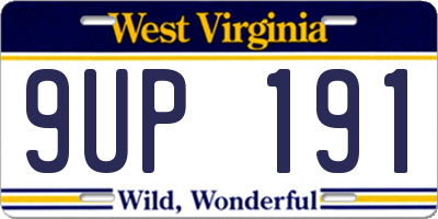 WV license plate 9UP191