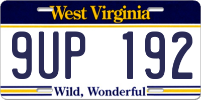 WV license plate 9UP192