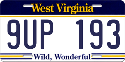 WV license plate 9UP193