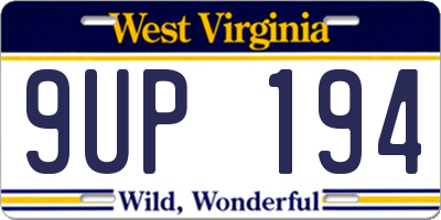 WV license plate 9UP194