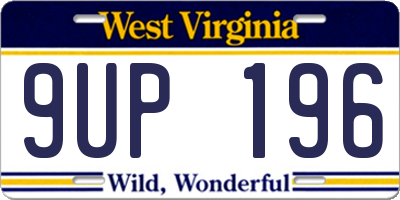 WV license plate 9UP196