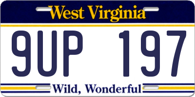 WV license plate 9UP197