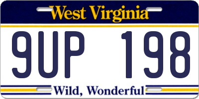 WV license plate 9UP198