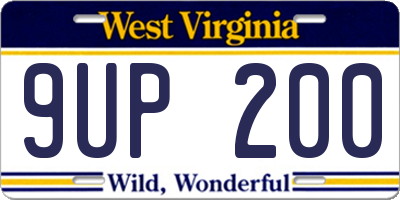 WV license plate 9UP200