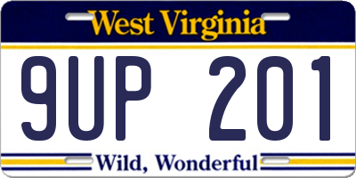 WV license plate 9UP201