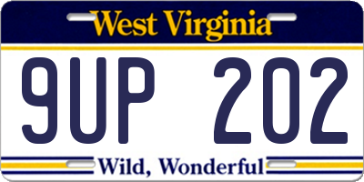 WV license plate 9UP202
