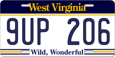 WV license plate 9UP206