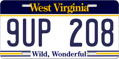 WV license plate 9UP208