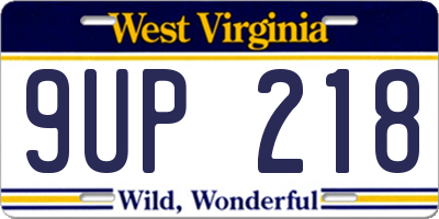 WV license plate 9UP218
