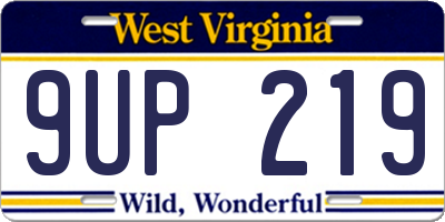 WV license plate 9UP219