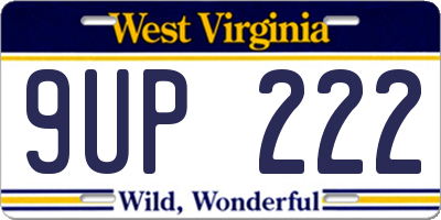 WV license plate 9UP222