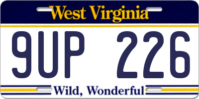 WV license plate 9UP226