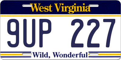 WV license plate 9UP227