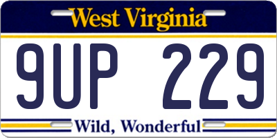 WV license plate 9UP229