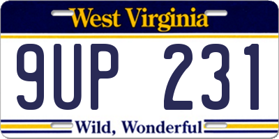 WV license plate 9UP231