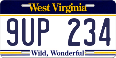 WV license plate 9UP234