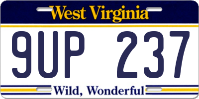 WV license plate 9UP237