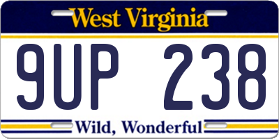 WV license plate 9UP238