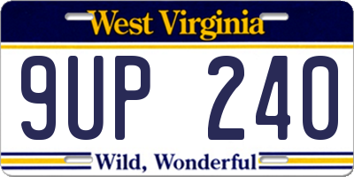 WV license plate 9UP240