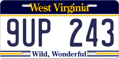 WV license plate 9UP243