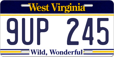 WV license plate 9UP245