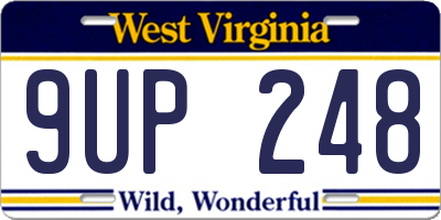 WV license plate 9UP248