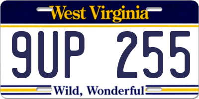 WV license plate 9UP255