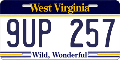 WV license plate 9UP257