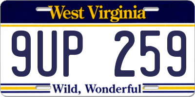 WV license plate 9UP259