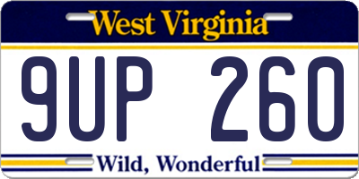 WV license plate 9UP260