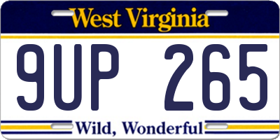 WV license plate 9UP265