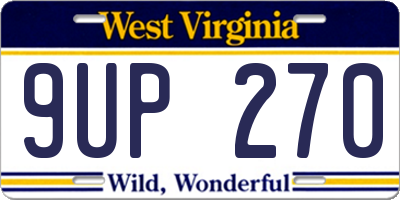 WV license plate 9UP270