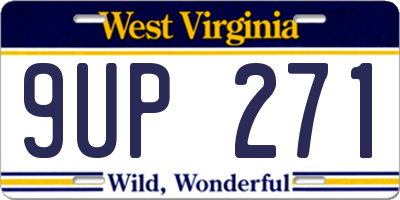 WV license plate 9UP271