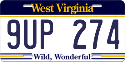 WV license plate 9UP274