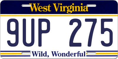 WV license plate 9UP275