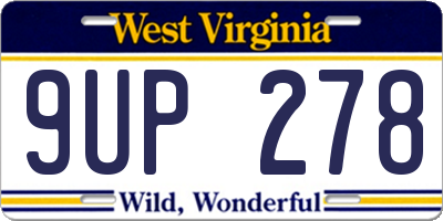 WV license plate 9UP278