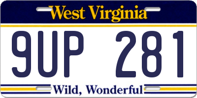 WV license plate 9UP281