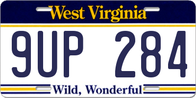 WV license plate 9UP284