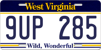 WV license plate 9UP285