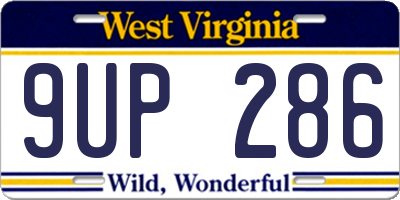 WV license plate 9UP286