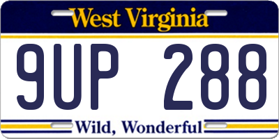 WV license plate 9UP288