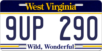 WV license plate 9UP290